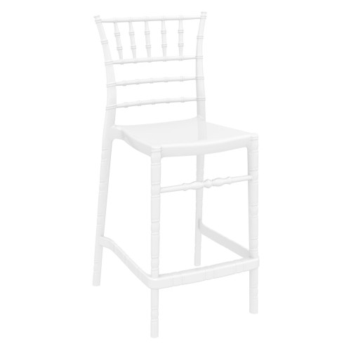 40.5" White Glossy Outdoor Patio Counter Stool