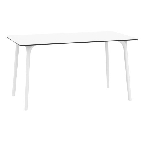 Stylish and Durable 55" White Rectangular Laminated Top Outdoor Patio Dining Table