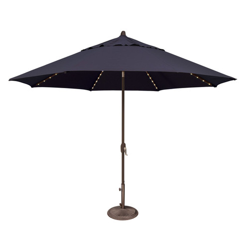 11ft Outdoor Octagon Patio Umbrella with Starlight, Navy Blue