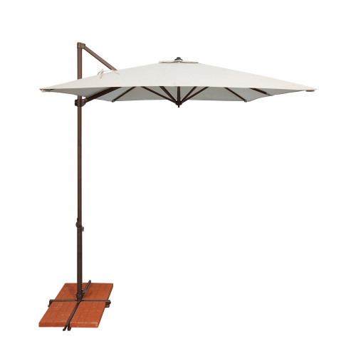 8.6ft Natural Outdoor Patio Market Umbrella with Cross Bar Stand