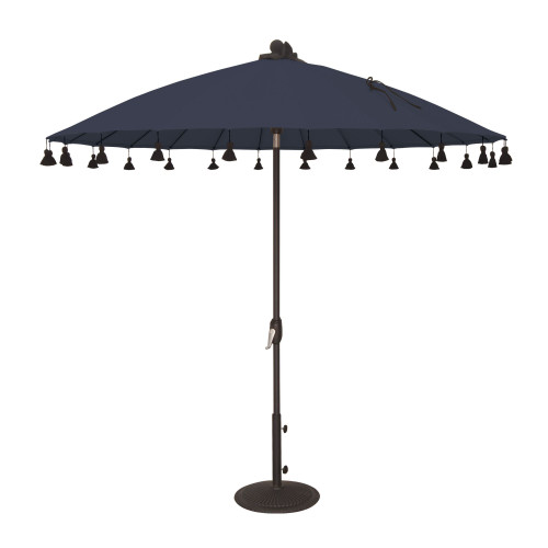 8ft Outdoor Patio Sunbrella Market Umbrella in Navy Blue with Black Auto Tilt