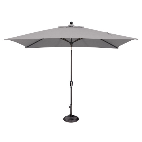 10ft Outdoor Patio Rectangle Market Umbrella with Black Push Button Tilt, Gray