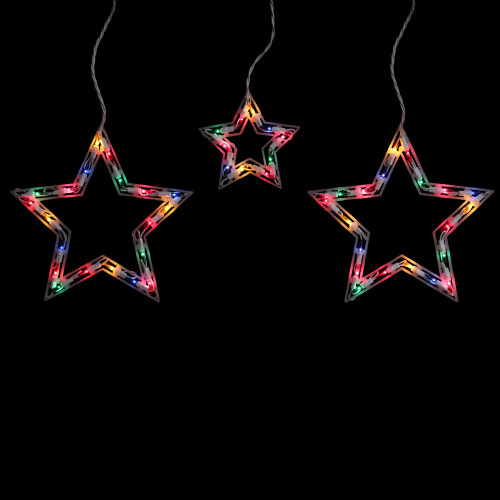 100-Count Multi-Color Star Shaped Mini Icicle Christmas Lights, 7ft White Wire