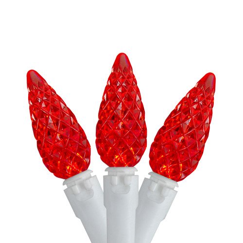 LED C6 Faceted Christmas Lights - Red - 22.5' White Wire - 70ct