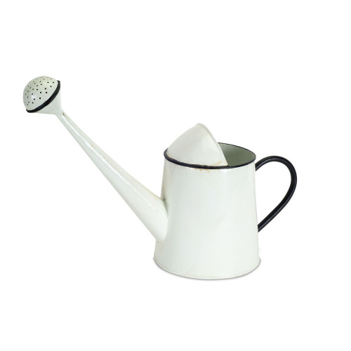 17.75" White and Black  Solid Classical Style Watering Can