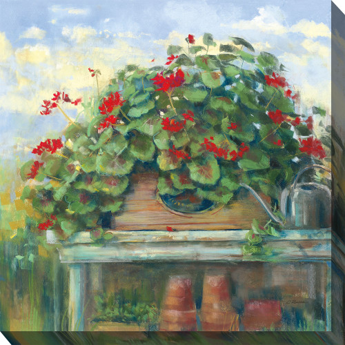 Green and Red Down Home Outdoor Canvas Square Wall Art Decor 24" x 24"