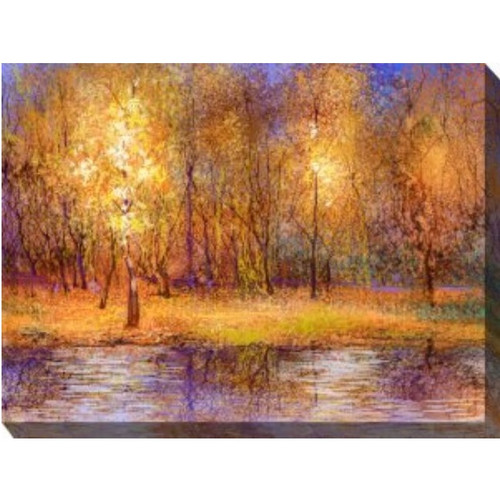 Purple and Yellow Midnight Sun Outdoor Canvas Rectangular Wall Art Decor 30" x 40"