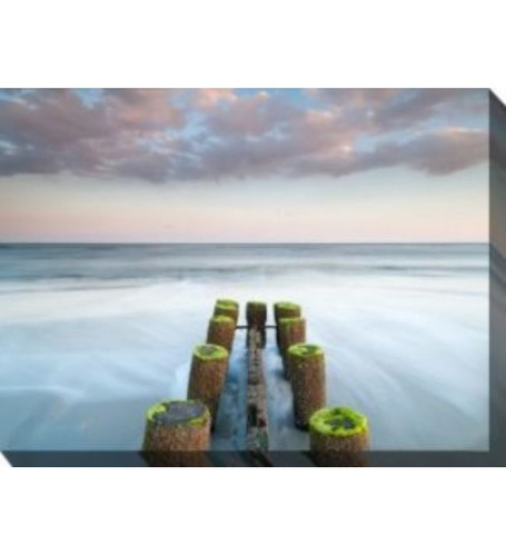 White and Green Timeless Tide Outdoor Canvas Rectangular Wall Art Decor 30" x 40"