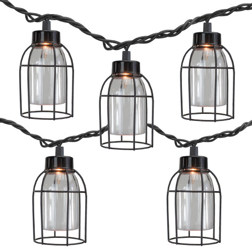 10 Count Vintage Style Edison Cage Novelty String Lights, 6.5 ft Black Wire