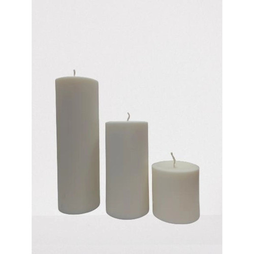 Set of 3 Off White Soy Wax Pillar Candle