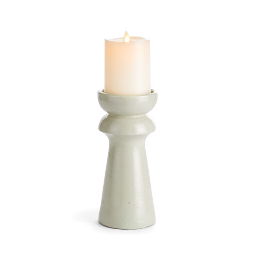 10" Ceramic Olive Glaze Small Pillar and Taper Candleholder