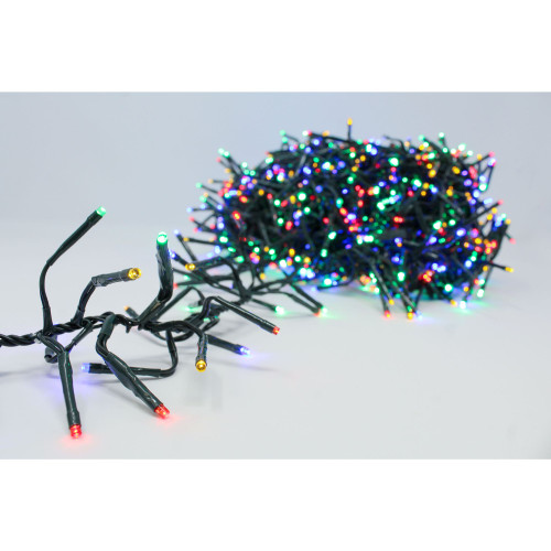 1500 Multi-Color Cracker Cluster LED Wide Angle Christmas String Lights - 37 ft Green Wire