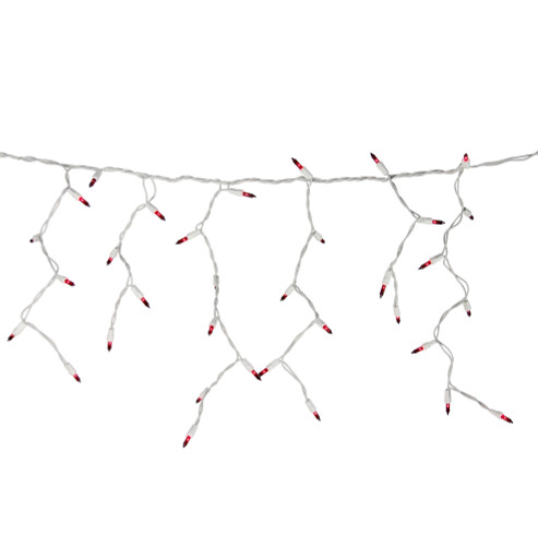 Set of 100 Red Mini Icicle Christmas Lights - 7.8ft White Wire