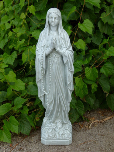 25" Vibrant Our Lady of Lourdes Antique Stone Outdoor Statue - Unique Design, Durable Materials