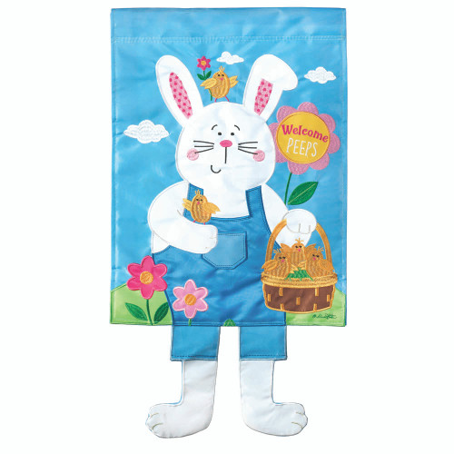 Bunny and Birds Outdoor Easter Garden Flag with Dangling Legs - 24" x 13"