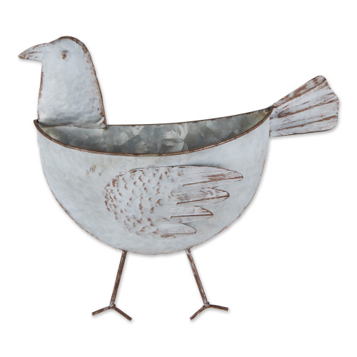 Bird Galvanized Wall Planter - 12.5" - Gray and Brown