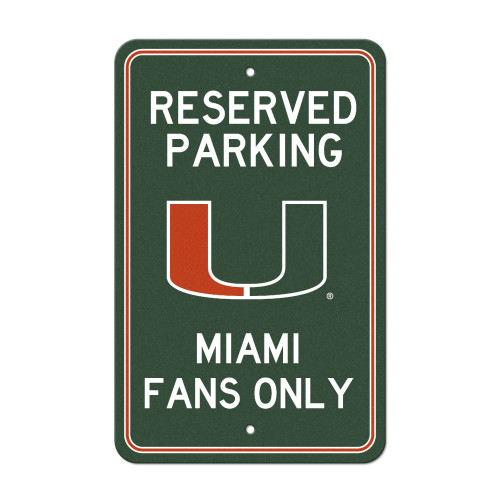 18" NCAA University of Miami Hurricanes 'Reserved Parking' Wall Sign