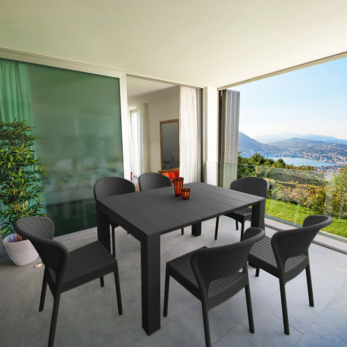 7-Piece Gray Resin Outdoor Extendable Dining Set 86"