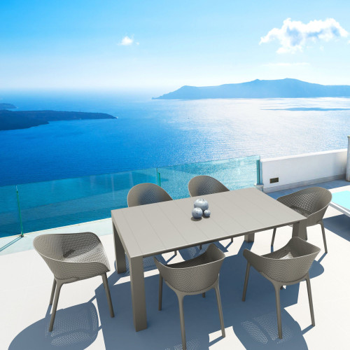 7-Piece Taupe Brown Extendable Patio Dining Set 86"