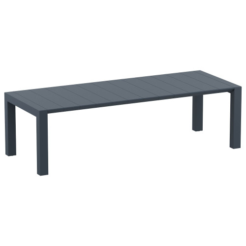 118" Gray Extendable Solid Rectangular XL Dining Table