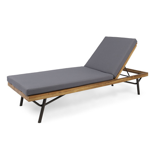 77" Charcoal Gray and Brown Contemporary Outdoor Patio Chaise Lounge