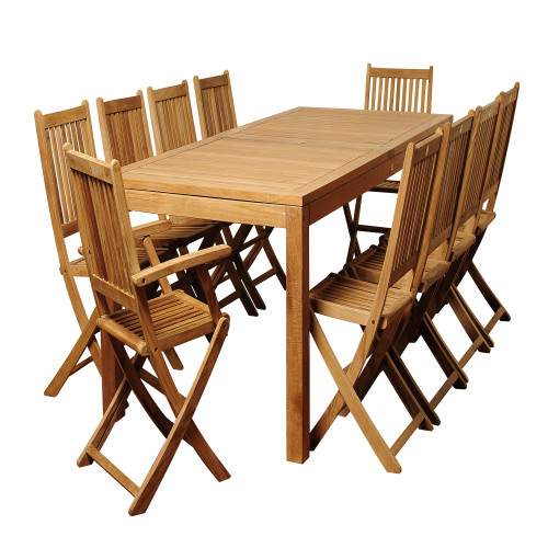 11-Piece Brown Blair Teak Rectangular Outdoor Patio Furniture Dining Set 87"