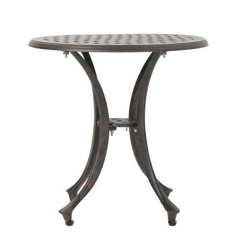 19.25" Bronze Finish Contemporary Outdoor Patio Round Side Accent Table