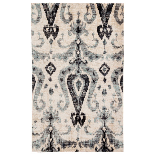 8.8' x 12' Blue and Black Vintage Style Outdoor Patio Rectangular Area Throw Rug