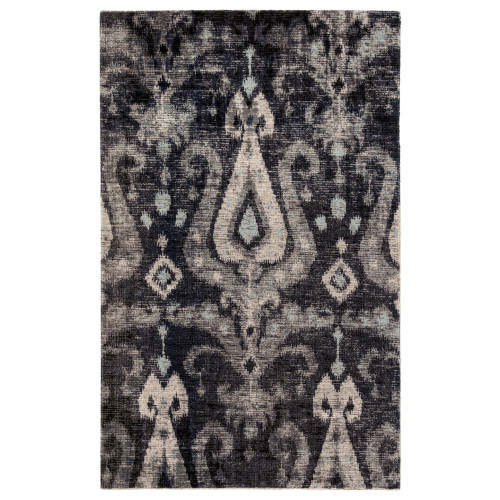 2' x 3' Black and Blue Traditional Outdoor Rectangular Area Throw Rug
