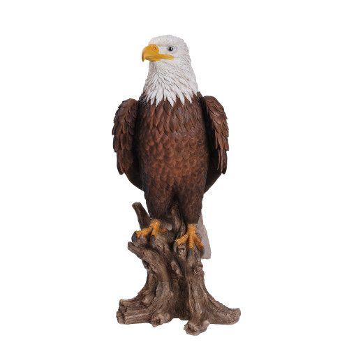 26.75" Bald Eagle on Stump Outdoor Garden Statue