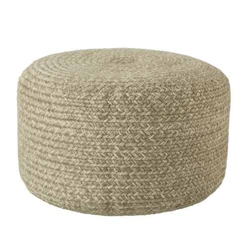 18" Vibrant Gray and Cream Unique Indoor and Outdoor Comfortable Cylinder Pouf