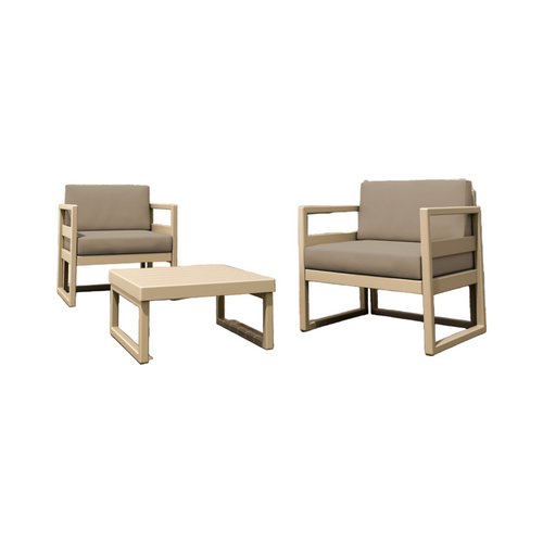 Relax in Style: 3-Piece Taupe Brown Patio Club Seating Set with Sunbrella Cushion