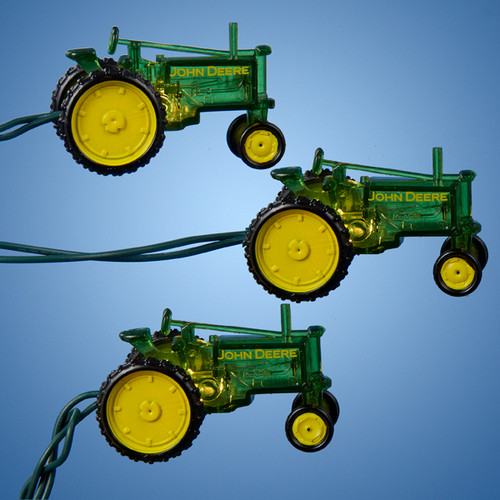 Set of 10 John Deere Tractor Novelty Christmas Lights - Green Wire