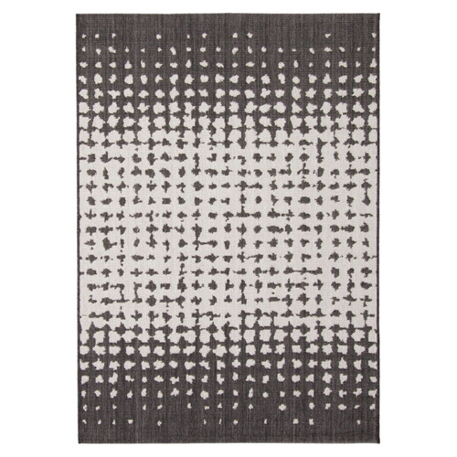 6.5' x 9.75' Black and Gray Abstract Pattern Rectangular Outdoor Area Throw Rug