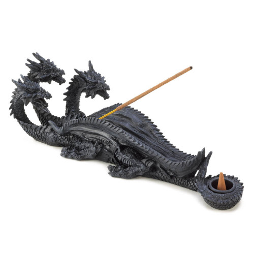 11.5" Charcoal Gray Triple-Head Dragon Incense Burner - Add a Touch of Magic to Your Home!