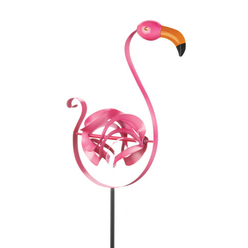 21.75" Pink and Brown Standing Flamingo Outdoor Patio Garden Stake