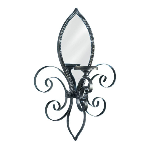 Elegant 24" Black and Clear Fleur-De-Lis Candle Wall Sconce for Stunning Lighting Decor
