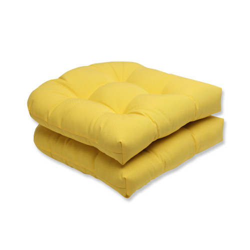 Outdoor Reversible Patio Wicker Seat Cushions - 19" - Set of 2 - Yellow