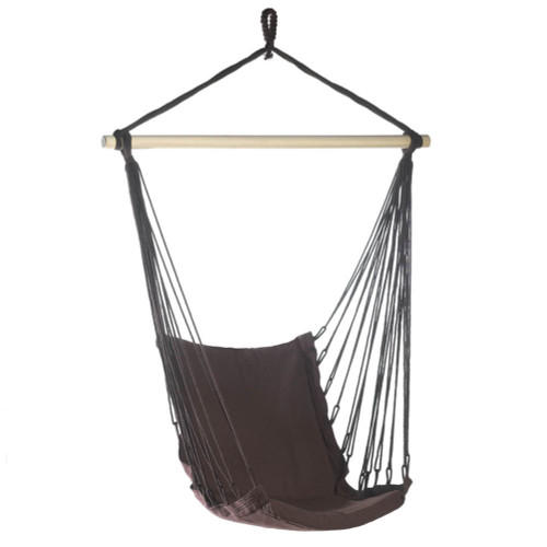Ultimate Comfort: 55" Espresso Black Padded Swing Chair with Hanging Bar