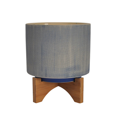 9" Blue and Beige Ceramic Mesh Planter with Stand
