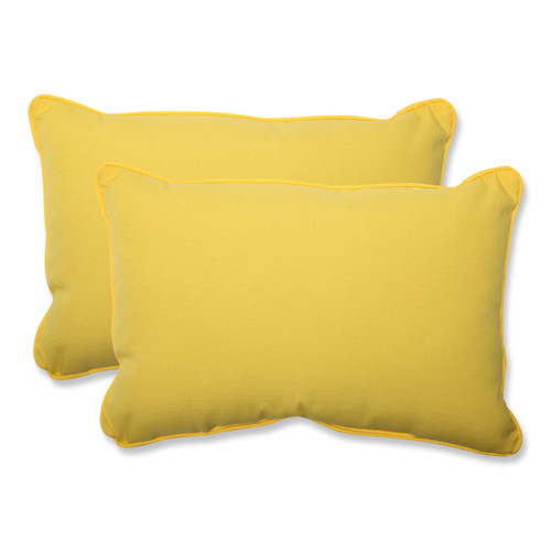 Set of 2 Chroma Citrus Yellow Outdoor Corded Over-sized Throw Pillows 24.5"
