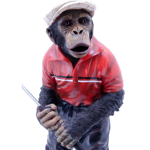 34" Golfer Monkey Outdoor Garden Statue