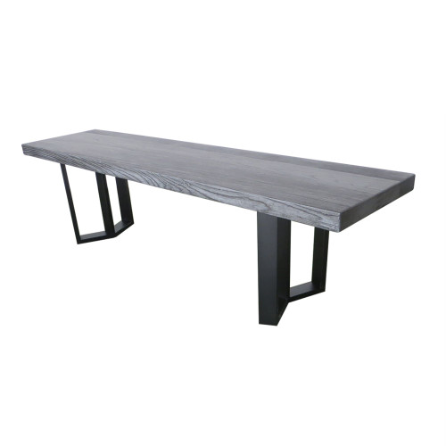 66" Black and Gray Contemporary Rectangular Outdoor Dining Bench