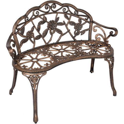 Rose Outdoor Garden Bench With Armrest - 39.25"
