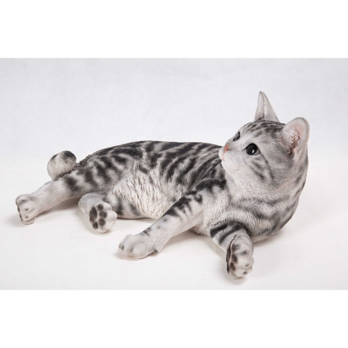 17.5" American Short Hair Cat Lying Down Outdoor Garden Statue