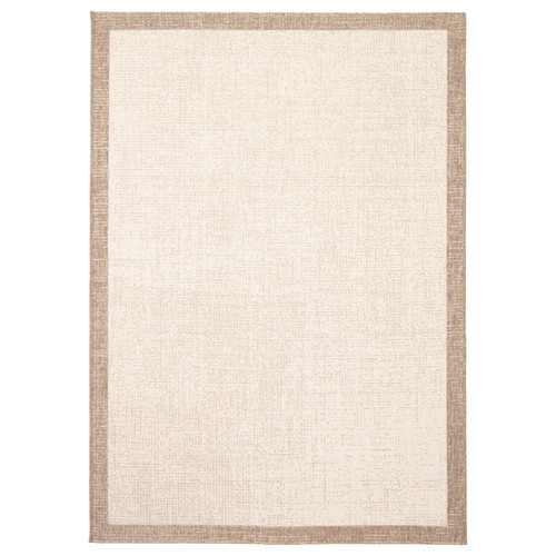 4' x 5.5' Champagne and Taupe Bordered Rectangular Area Throw Rug