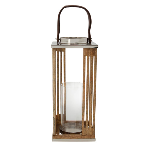 16" Brown and Silver Hurricane Candle Holder