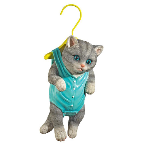 12" Gray and Green Hanging Tabby Cat