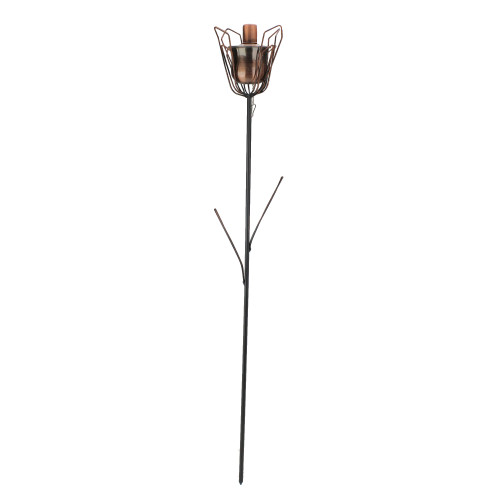 30" Brushed Copper Flower Garden Oil Lamp Outdoor Patio Torch