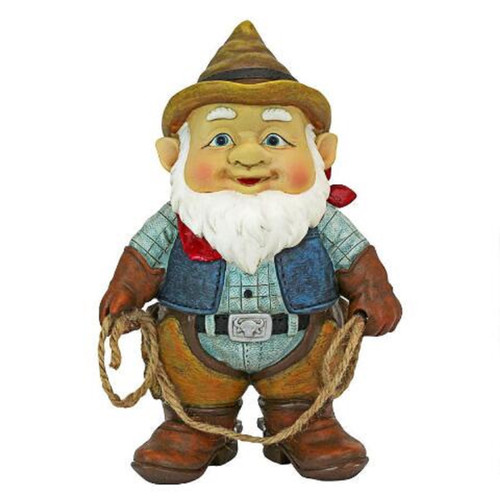 10" Cowboy Gnome Hand Painted Outdoor Garden Statue